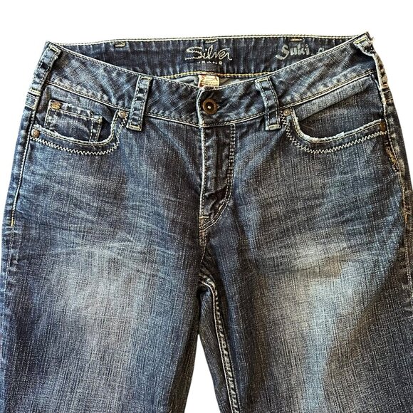 Silver Jeans Suki Flap Bootcut Embroidered Pockets Size 31 x 32 Medium Wash - Picture 4 of 7